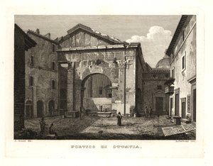 Ansicht der Porticus Octaviae oder Portikus der Octavia (Portico di Ottavia), Rom von Unbekannt