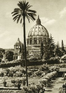 Ansicht der Vatikanischen Gärten und der Basilika St. Peter (San Pietro) in Rom von Unbekannt