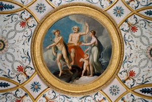 Ansicht des Deckenrundels im kleinen Salon