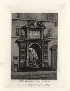 Ansicht des Brunnens der Ponte Sisto Brücke, Acqua Paola (jetzt auf der Piazza Trilussa), Rom