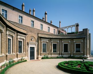 Ansicht der Gartenfront, Detail des Eingangs, entworfen für Giuliano de
