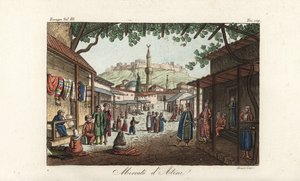 Ansicht des Marktes oder Basars in Athen