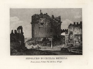 Ansicht der Ruine des Grabmals der Caecilia Metella, Rom von Unbekannt