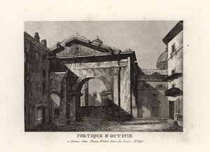 Ansicht der Ruinen des Portikus des Octavian, Porticus Octaviae, Rom von Unbekannt