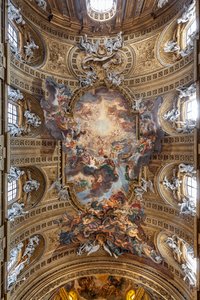 Blick auf das Gewölbe des Kirchenschiffs mit "Der Triumph im Namen Jesu", Kirche des Gesù, Rom, Italien von Unbekannter Künstler