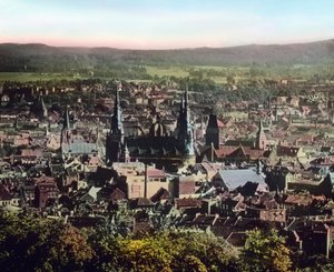 Blick auf die Stadt Aachen mit ihrem Dom im Stadtzentrum von Unbekannter Künstler