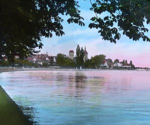 Blick auf die Stadt Arbon vom Bodensee von Unbekannter Künstler