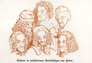 Voltaire. Verschiedene skizzierte Porträts.