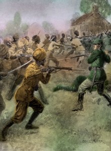 Erster Weltkrieg - Britische indische Armee greift deutsche Soldaten an von Unbekannter Künstler