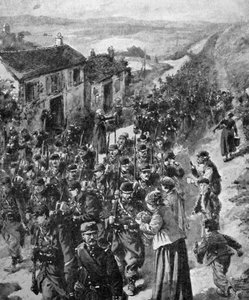 Erster Weltkrieg - Französische Soldaten marschieren 1914 an die Front