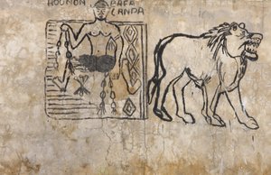 Wandmalerei, die einen Voodoo-Zauberer darstellt, Lome, Togo von Unbekannt