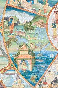 Rad des Lebens (Detail), Wandmalerei im Wat Umong, Chiang Mai, Thailand von Unbekannter Künstler