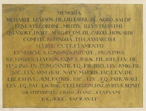 Wolverhampton - Lateinisches Epitaph von Admiral Richard Leveson in der St. Peter Kirche von Unbekannt