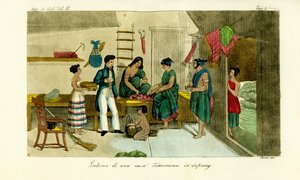 Frauen spielen Congkak in einem timoresischen Haus in Kupang