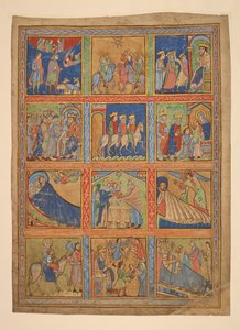 f. 1: Eine Serie von 24 Miniaturen aus dem Leben Christi; Sieben Ausschnitte aus illuminierten Manuskripten. 12. Jahrhundert-15. Jahrhundert von Unbekannter Künstler