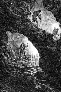Faksimile des Romans "Reise zum Mittelpunkt der Erde" von Jules Verne (Gravur)