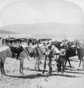 Australische berittene Schützen nach einem Gefecht am Modder River, Südafrika, 12. Januar 1900 von Underwood and Underwood