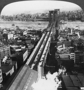 Brooklyn Bridge, New York City, New York, USA, spätes 19. oder frühes 20. Jahrhundert