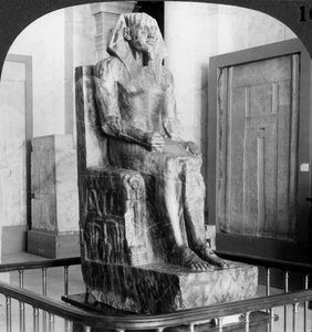 Dioritstatue von König Khafre, Erbauer der zweiten Pyramide von Gizeh, Kairo, Ägypten, 1905
