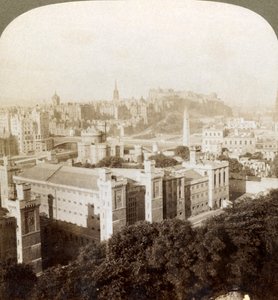 Edinburgh von Calton Hill, S.W. zur Burg, über alten Friedhof, Schottland, 1902