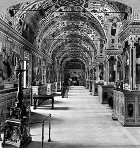 Innenansicht der Vatikanischen Bibliothek, Rom, Italien von Underwood and Underwood