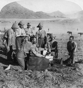 Gasherstellung für einen der Kriegsballons in Slingersfontein, Südafrika, Burenkrieg, 1900