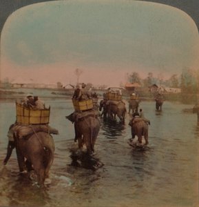 Rückkehr ins Lager nach einem Tagesschießen, Bebar-Dschungel, Indien, 1909 von Underwood and Underwood