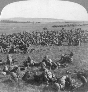 Die 9. Division ruht auf dem Marsch nach Bloemfontein, Südafrika, Burenkrieg