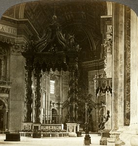 Der große Altar mit seinem Baldachin, Petersdom, Rom, Italien von Underwood and Underwood