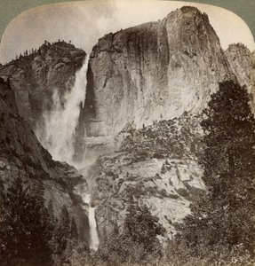 Yosemite Point und windgeblasene Yosemite Falls, Yosemite Valley, Kalifornien, USA, 1902