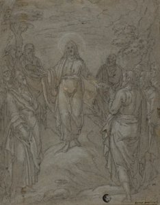 Christus und die Apostel (recto); Skizze einer Krippenszene (verso) von Unknown