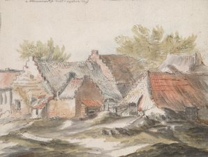 Hütten (recto); Korbgeräte (verso) von Unknown