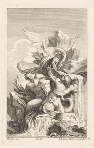 Brunnen mit Schwan und Männern