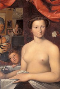 Indre & Loire Nr. 328 - Schloss Azay-le-Rideau - Raum 4 „Die Dame im Bad“ (Detail). Gemälde von Karl Ernest Lehman (1814-1882), nach François Clouet (1515-1572) von Unknown