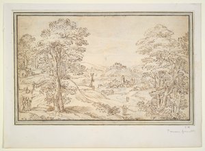 Landschaft (recto); Ansicht einer Stadt (verso)