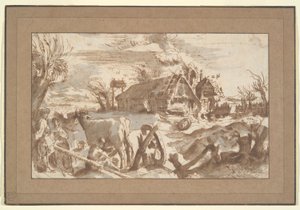 Landschaft mit Bauernhaus von Unknown
