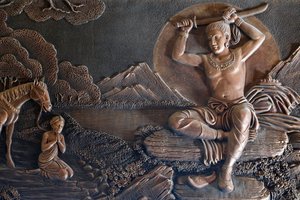 Linh Phong buddhistischer Tempel, Leben des Buddha, Fern vom Palast tauschte Prinz Siddartha seine feinen Kleider gegen Lumpen und schnitt sein langes Haar ab, Dalat, Vietnam von Unknown