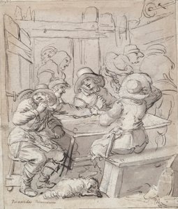 Frohe Weihnachten (recto); Frau und Soldat sitzen am Tisch (verso) von Unknown