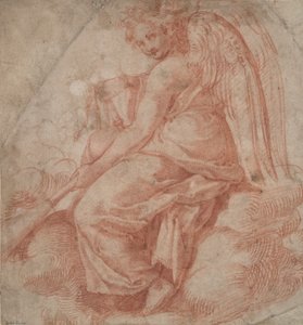 Sitzender Engel mit Dudelsack