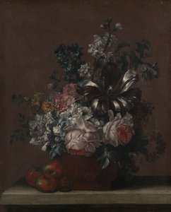 Stillleben mit Blumen und Früchten (Äpfel?) von Unknown