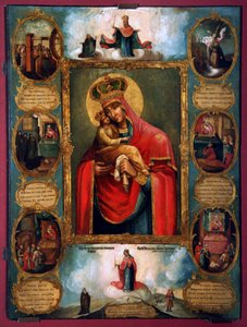 Die Muttergottes Unsere Liebe Frau von Pochaev, russische Ikone, zweite Hälfte des 18. Jahrhunderts