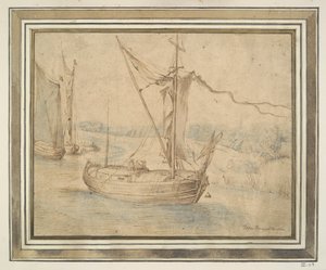 Drei Boote in einer hügeligen Landschaft