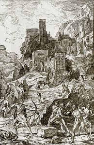 Wikinger greifen die Kelten an, Illustration aus Die Geschichte des Menschen von J.W. Buel von Unknown