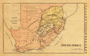 Karte von Südafrika während des Zweiten Burenkriegs 1899 (Farbstich)