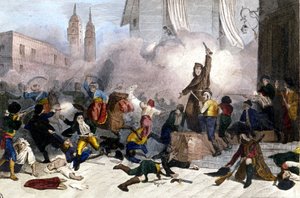 2. Mai 1808: Aufstand in Madrid gegen die französische Übernahme Spaniens. Lithographie um 1830. von Unknown artist