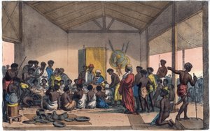 Bankett in Abessinien - Gravur aus „Usi e Costumi di Tutti i Popoli dell