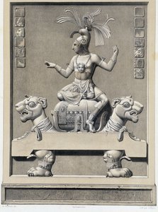 Ein König auf einem Sofa - in „Alte Denkmäler Mexikos: Palenqué und andere Ruinen der alten Zivilisation Mexikos“ von Brasseur de Bourbourg, Paris von Unknown artist