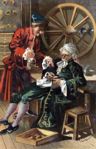 Ein Lunetier (Optiker - Brillenhersteller) im Jahr 1745. von Unknown artist
