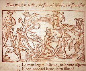 Ein Sabbat, Gravur von Olaus Magnus in 