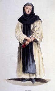 Ein Celestin, Ordensmitglied des 1254 von Cölestin V gegründeten Ordens. Gravur des 19. Jahrhunderts